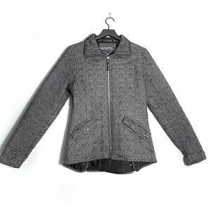 KERRITS Women's Equestrian Riding Jacket Dark Gray Horseshoe Quilted Size Medium